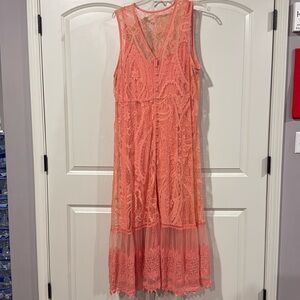 Coral lace dress